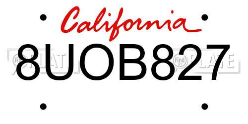 8UOB827 California License Plate