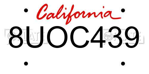 8UOC439 California License Plate