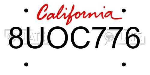 8UOC776 California License Plate