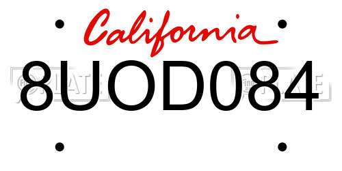 8UOD084 California License Plate