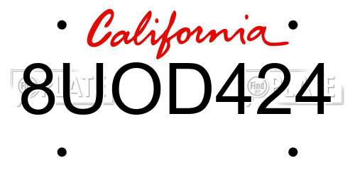 8UOD424 California License Plate