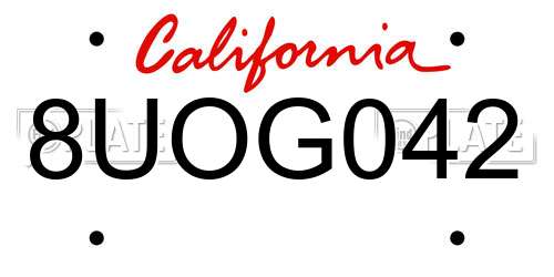 8UOG042 California License Plate