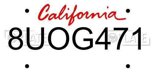 8UOG471 California License Plate