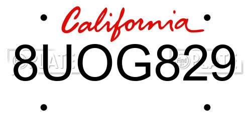 8UOG829 California License Plate