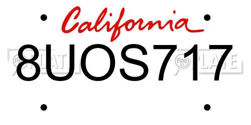 8UOS717 California License Plate