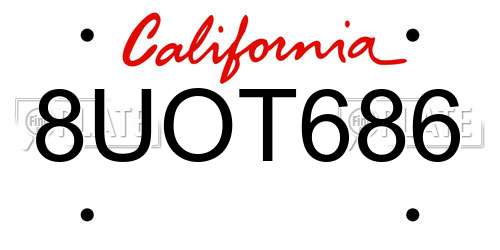 8UOT686 California License Plate