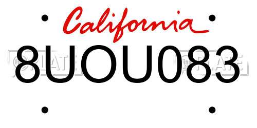 8UOU083 California License Plate