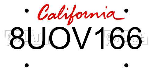 8UOV166 California License Plate
