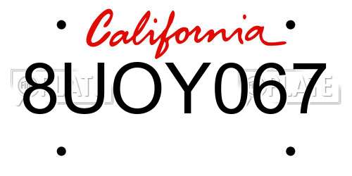 8UOY067 California License Plate