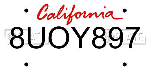 8UOY897 California License Plate