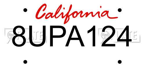 8UPA124 California License Plate