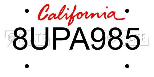 8UPA985 California License Plate