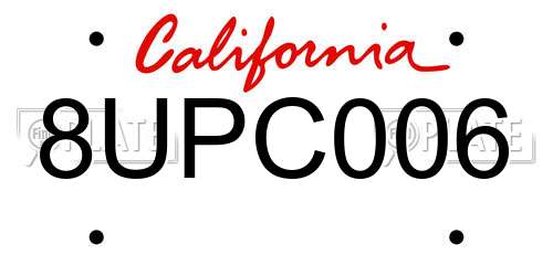 8UPC006 California License Plate