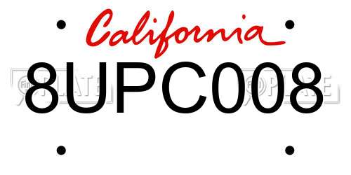 8UPC008 California License Plate