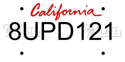 8UPD121 California License Plate