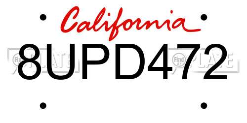 8UPD472 California License Plate