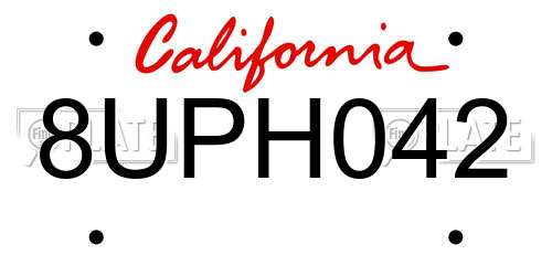 8UPH042 California License Plate