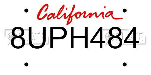 8UPH484 California License Plate