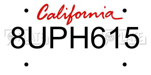 8UPH615 California License Plate