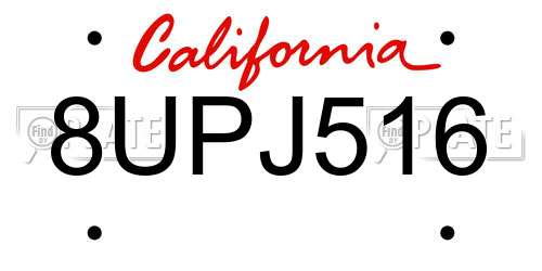 8UPJ516 California License Plate