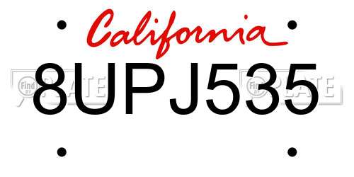 8UPJ535 California License Plate
