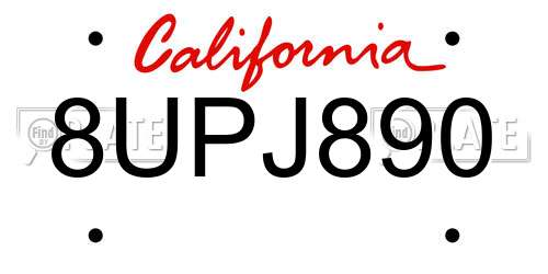 8UPJ890 California License Plate