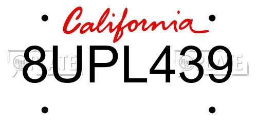8UPL439 California License Plate