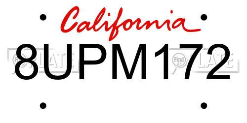 8UPM172 California License Plate