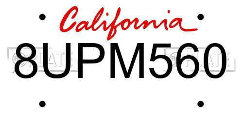 8UPM560 California License Plate