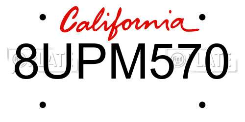 8UPM570 California License Plate