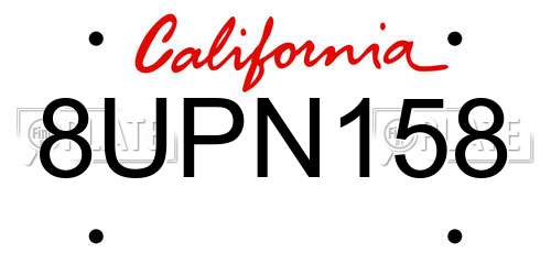 8UPN158 California License Plate
