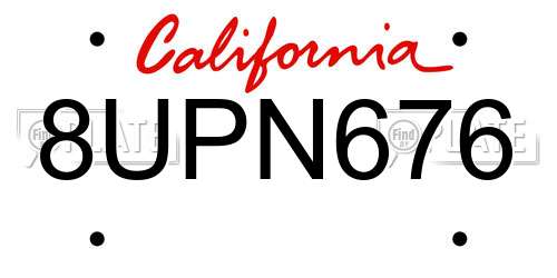 8UPN676 California License Plate