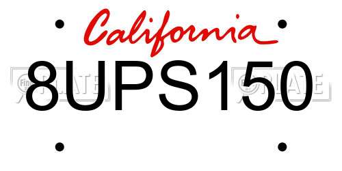 8UPS150 California License Plate