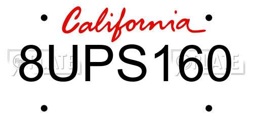 8UPS160 California License Plate