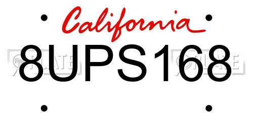 8UPS168 California License Plate