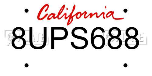 8UPS688 California License Plate