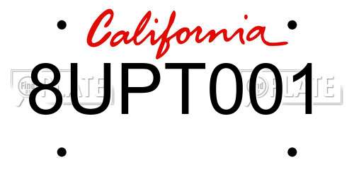 8UPT001 California License Plate