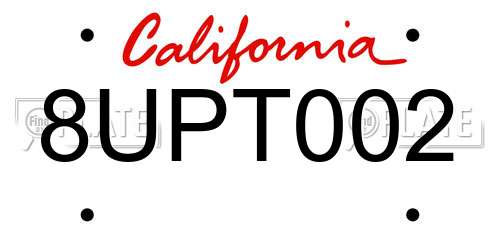 8UPT002 California License Plate