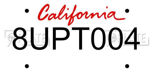 8UPT004 California License Plate