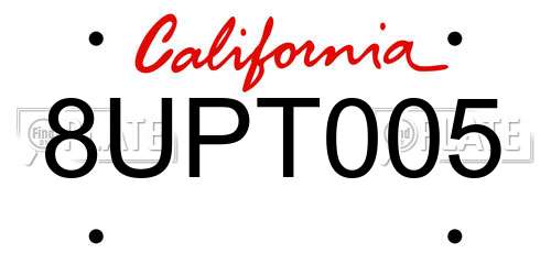 8UPT005 California License Plate