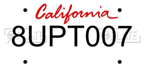 8UPT007 California License Plate
