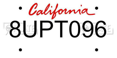 8UPT096 California License Plate