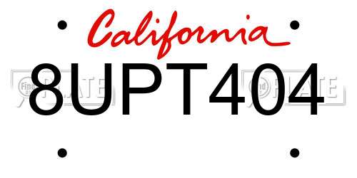 8UPT404 California License Plate