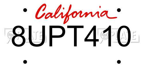 8UPT410 California License Plate