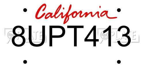 8UPT413 California License Plate