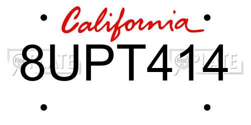 8UPT414 California License Plate