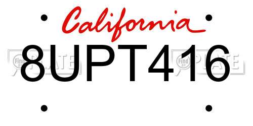 8UPT416 California License Plate