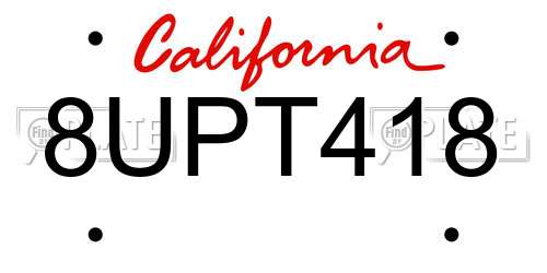 8UPT418 California License Plate