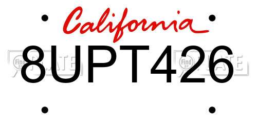 8UPT426 California License Plate