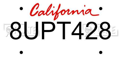 8UPT428 California License Plate